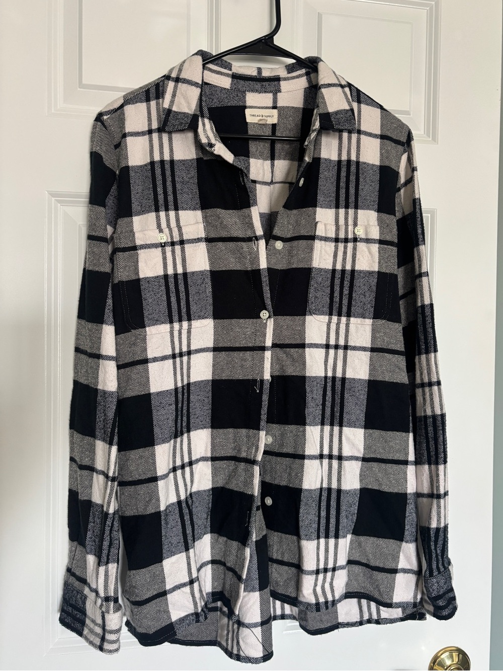 Thread & Supply Checkered Plaid Flannel Button-Down Shirt